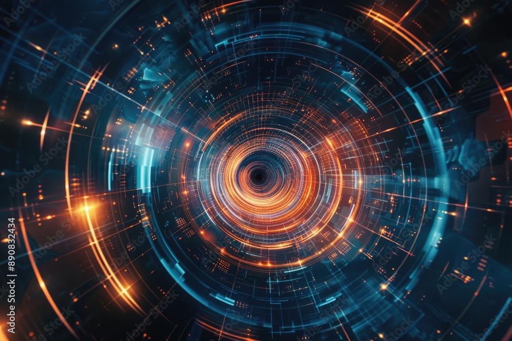 Techy Background. Abstract Circle Field with Futuristic Sci-Fi Elements Techy Background. Abstract Circle Field with Futuristic Sci-Fi Elements