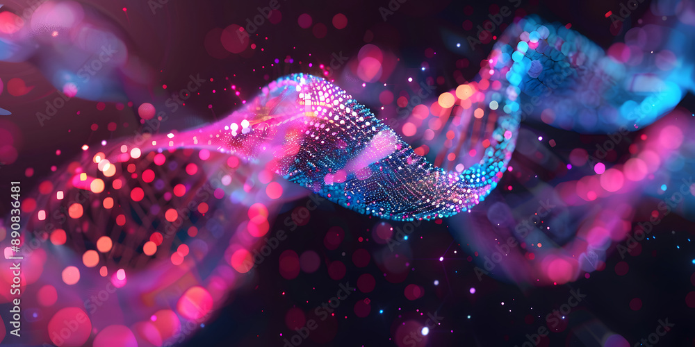 wave of dots in pink and blue colors. abstract background. dark background wave of dots in pink and blue colors. abstract background. dark background