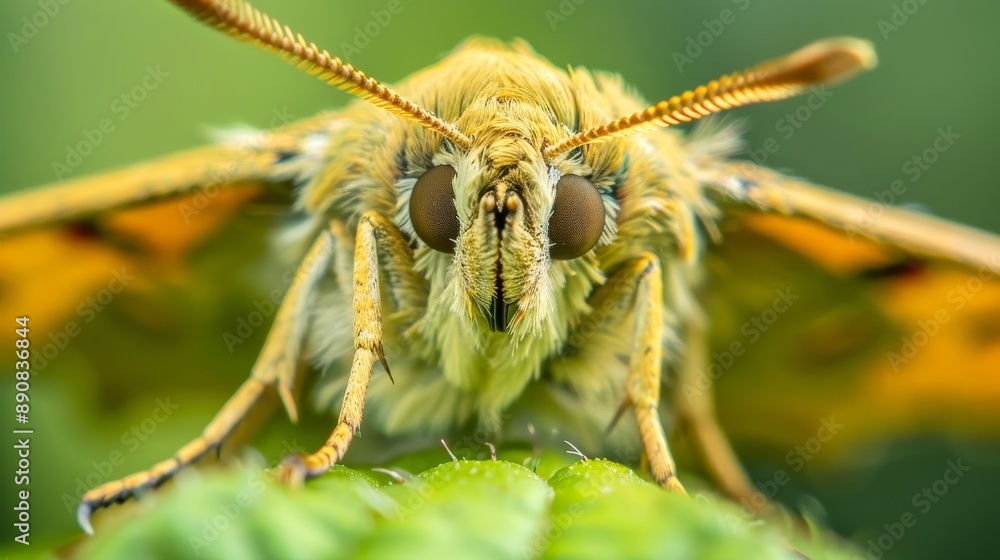 Macro shot of a moth on a leaf. Macro shot of a moth on a leaf.