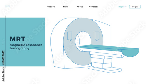 Magnetic Resonance Tomography. MRI procedure. Scanner. Medical Equipment. Modern Flat Vector Concept Illustration. Website Banner. Social Media Template. Landing Page Design Template.