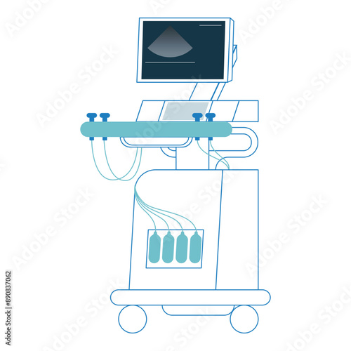 Ultrasonography Scanner. Medical Equipment. Modern Flat Vector Concept Illustration.