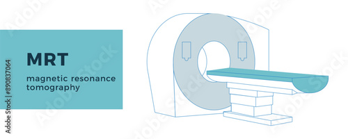 Magnetic Resonance Tomography. MRI procedure. Scanner. Medical Equipment. Modern Flat Vector Concept Illustration. Website Banner. Social Media Template. 