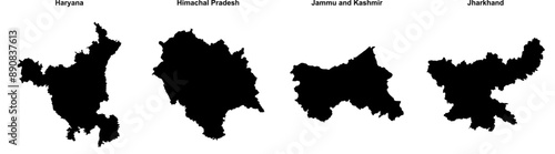 Haryana, Himachal Pradesh, Jammu and Kashmir, Jharkhand outline maps