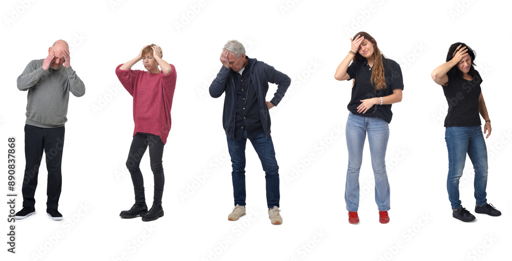 Obraz premium group of people with pain in the head on white background