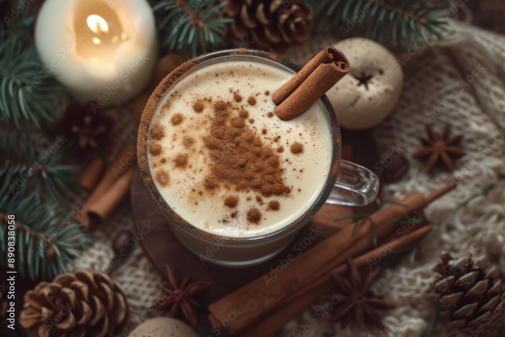 Eggnog Latte: Homemade Eggnog with a Touch of Cinnamon and Nutmeg Garnish Eggnog Latte: Homemade Eggnog with a Touch of Cinnamon and Nutmeg Garnish