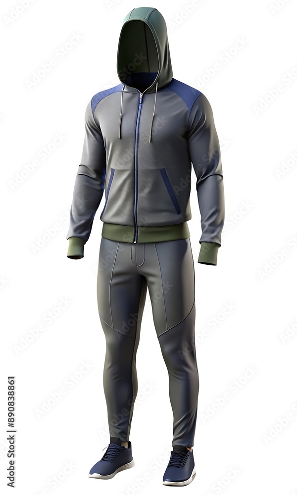 Full mannequin in summer tee, joggers, hoodie, running shoes Full mannequin in summer tee, joggers, hoodie, running shoes
