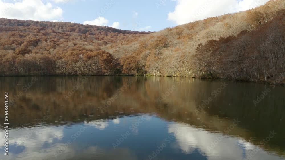 青森の蔦沼の紅葉/空撮1