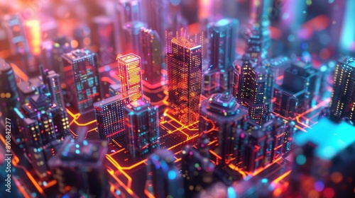 Cyberpunk Cityscape: A Glowing Metropolis