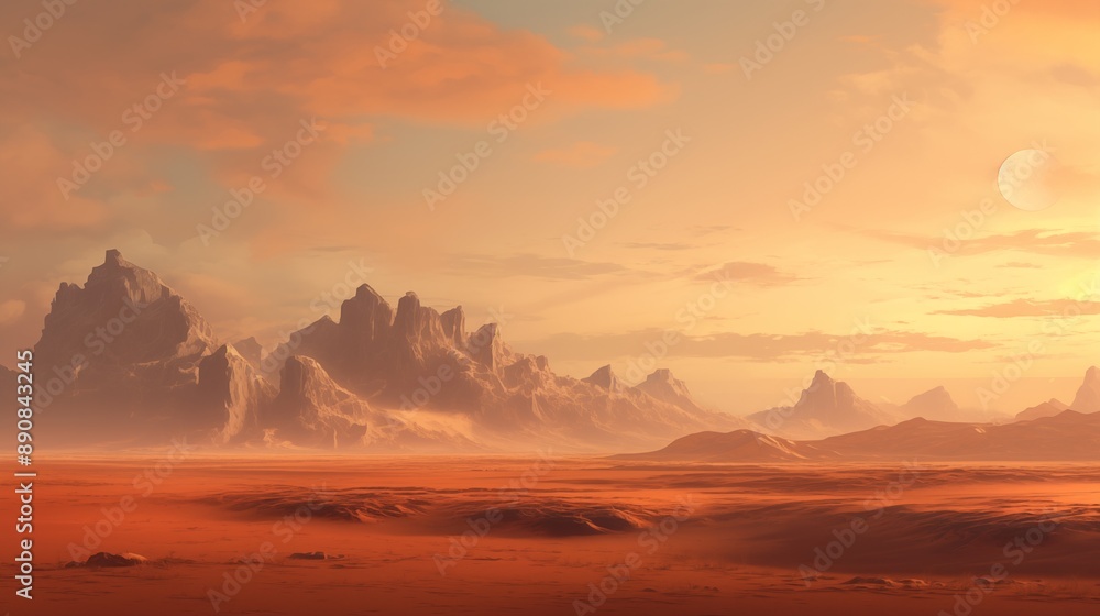Fototapeta premium River mountain and sky with sun