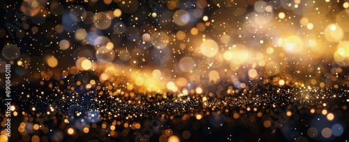 Golden Bokeh Lights on a Dark Background