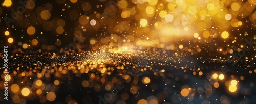 Golden Bokeh Lights on a Dark Background
