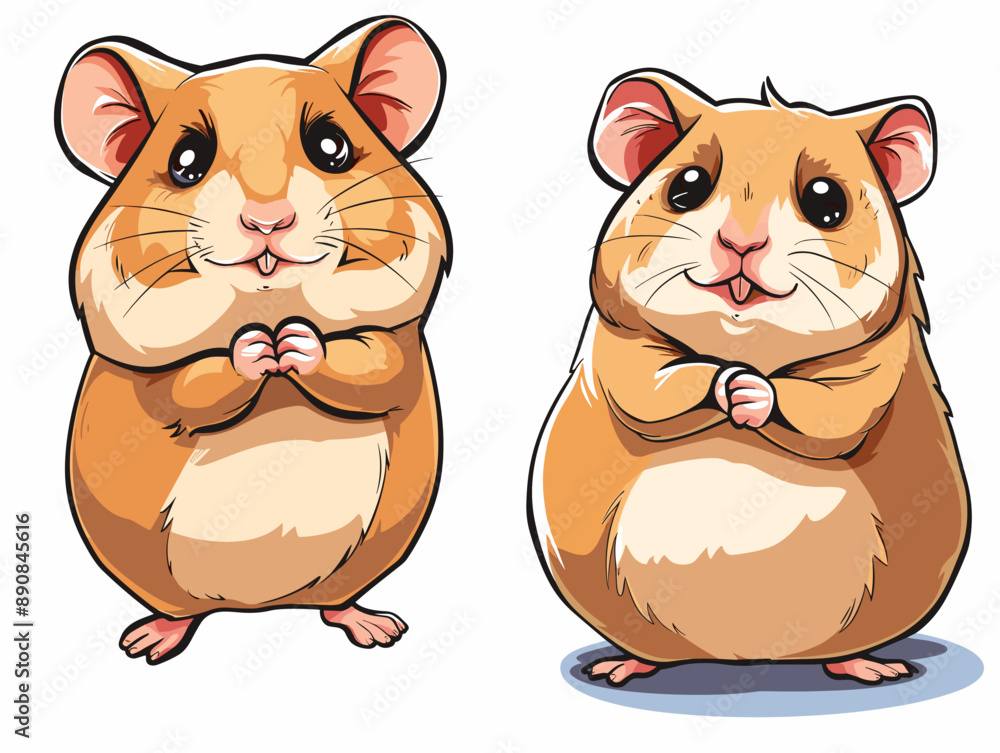 Hamster in cartoon style isolated on white background. Vector illustration. Hamster in cartoon style isolated on white background. Vector illustration.
