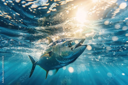 One big tuna in the ocean underwater view