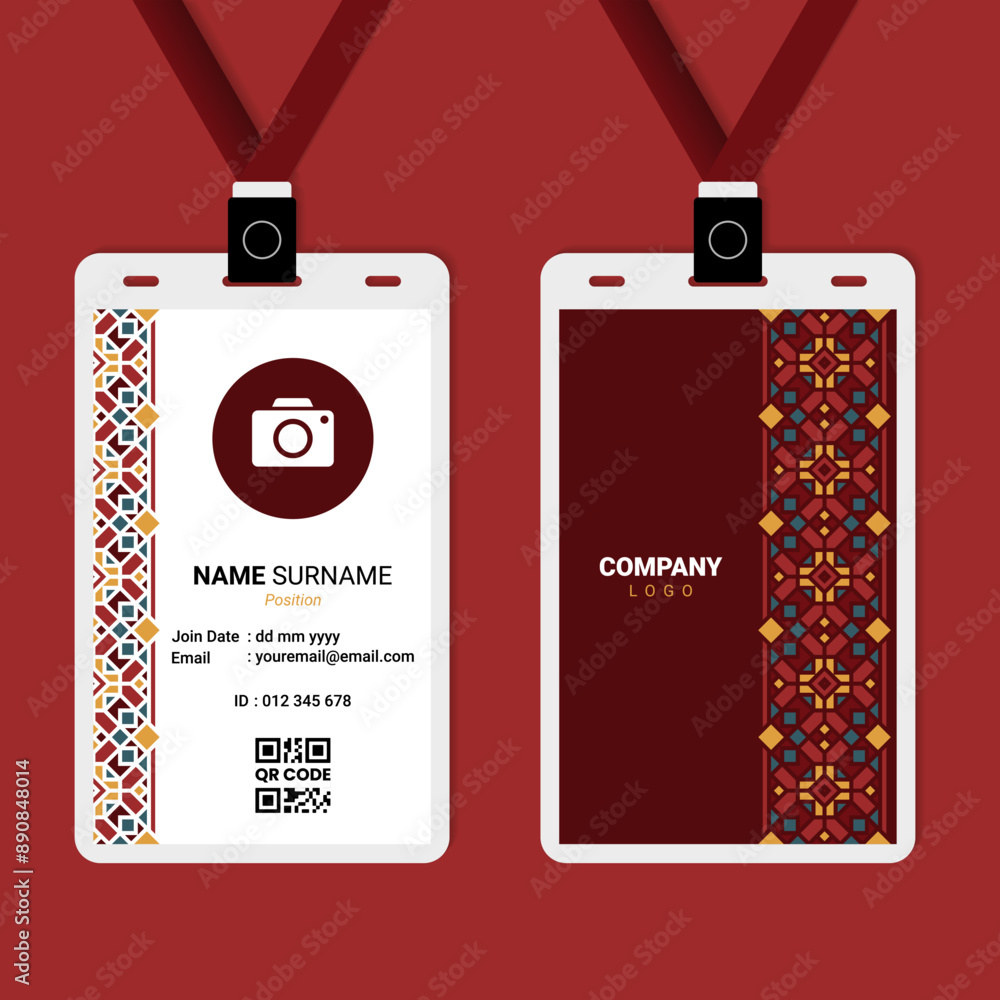 Islamic Oriental Ornament ID Card Design for Business or Company Islamic Oriental Ornament ID Card Design for Business or Company