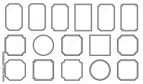 Vector set of simple line frames with double stroke. Collection of vertical blank templates to decorate text..eps