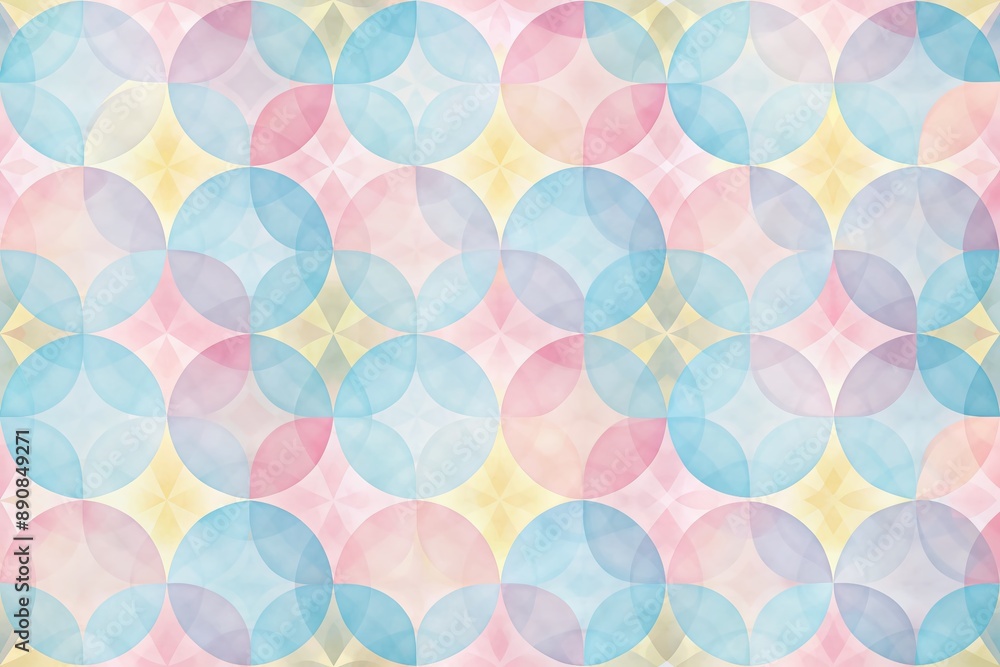 Delicate soft pastel circles in gentle hues of pink, blue, and yellow intersect and overlap, creating a mesmerizing minimalist geometric pattern. Delicate soft pastel circles in gentle hues of pink, blue, and yellow intersect and overlap, creating a mesmerizing minimalist geometric pattern.