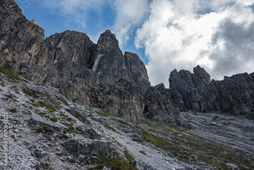 Hiking through the high, impressive mountains of the Stubai Alps, Austria, on a scenic trail that showcases the region's natural beauty.