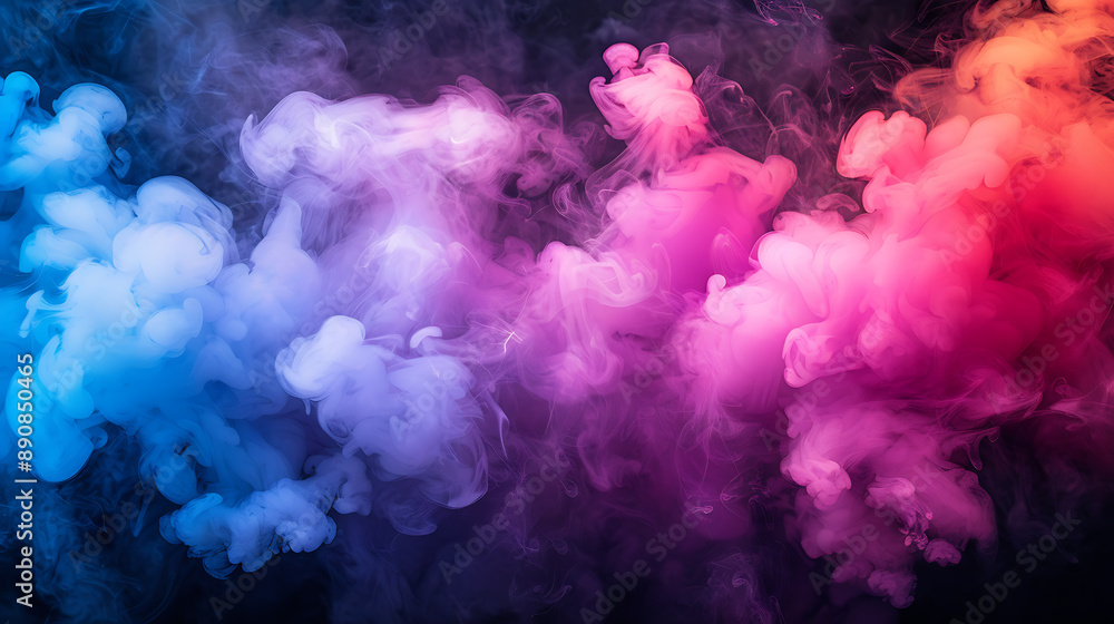 Vibrant Cloud of Colored Smoke in Blue, Pink, and Purple Vibrant Cloud of Colored Smoke in Blue, Pink, and Purple