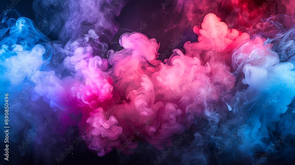 Vibrant Cloud of Colored Smoke in Blue, Pink, and Purple Vibrant Cloud of Colored Smoke in Blue, Pink, and Purple