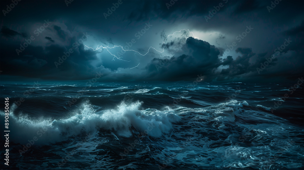 Fototapeta premium 雷雨の中の日本の海