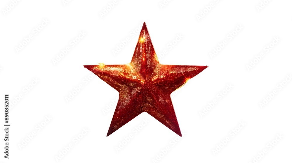 Five-pointed faceted sparkling red star on a transparent background Five-pointed faceted sparkling red star on a transparent background