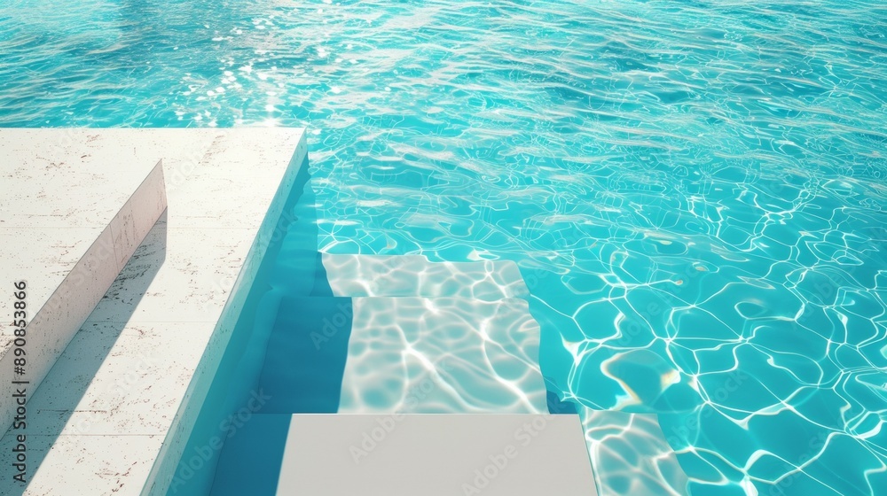 Obraz premium A pool with a white step leading down to it