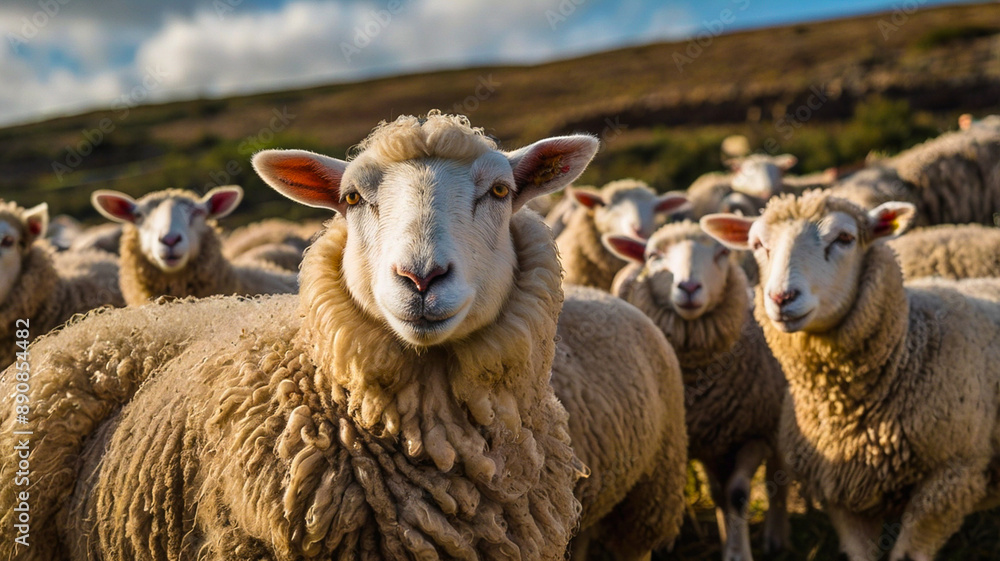 Obraz premium Sheep animal mammal farm nature pasture illustation art photo CGI fake