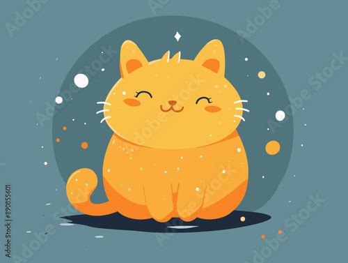 Cute cat with snowflakes. Vector illustration in flat style