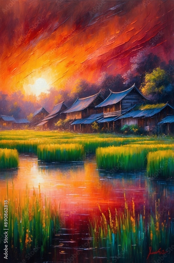 sunset over lake trees Grass,red sunset sunset over lake trees Grass,red sunset