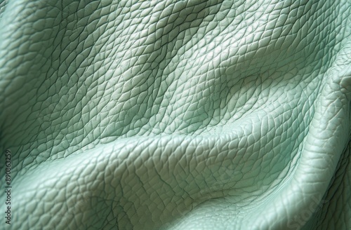 Closeup of Green Leather With Embossed Pattern