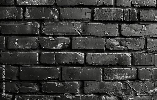 Close Up of Black Painted Brick Wall Texture