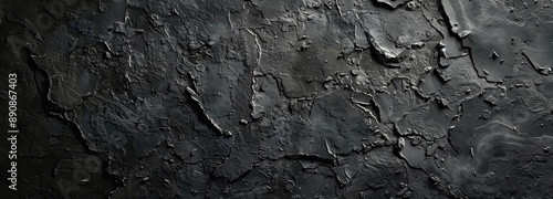 Close Up of Cracked Black Painted Concrete Wall Texture