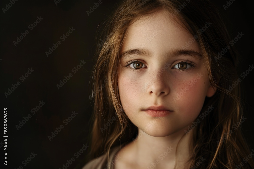 A close-up shot of a young girl with long and curly hair A close-up shot of a young girl with long and curly hair