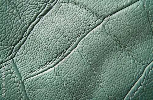 Closeup of Green Leather With Wrinkled Texture