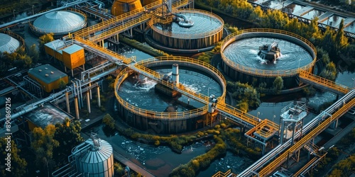 Industrial wastewater treatment plant purifying water before it is discharged, Generative AI