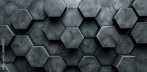 Abstract Black Hexagon Pattern Wall