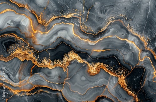 Close Up View of Gray and Gold Marble Stone