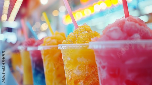 Cups of Slushies / Granitas on a summer blurred background photo