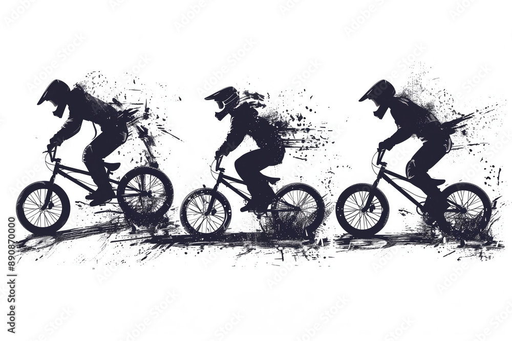 Obraz premium Silhouetted BMX Riders Blurring Through Time