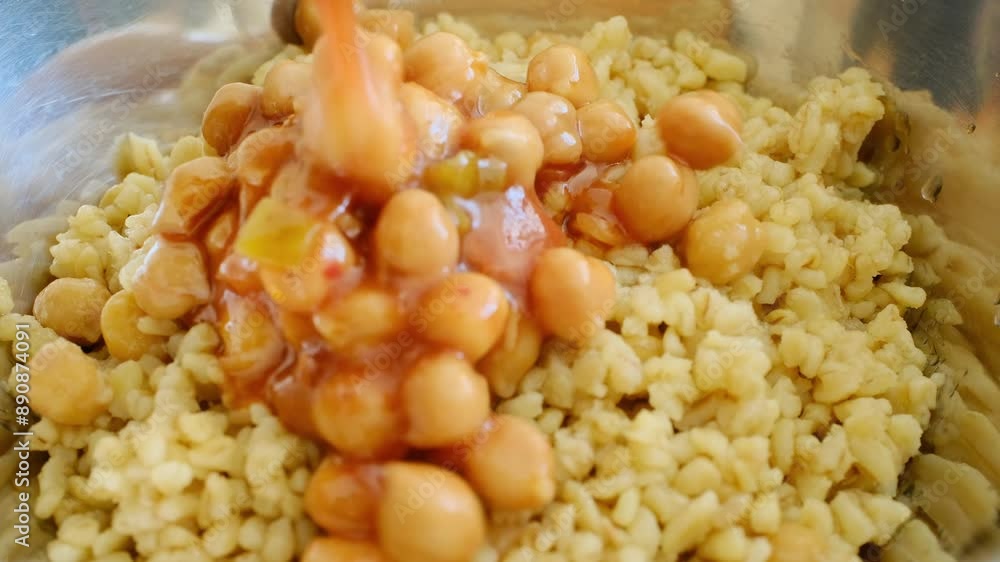 traditional turkish dish of chickpeas with rice and meat traditional turkish dish of chickpeas with rice and meat