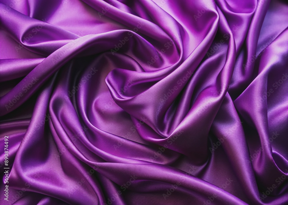 Vibrant purple silk fabric with intricate folds and smooth texture, showcasing its luxuriousness and elegance, ideal for high-end fashion and textile designs. Vibrant purple silk fabric with intricate folds and smooth texture, showcasing its luxuriousness and elegance, ideal for high-end fashion and textile designs.