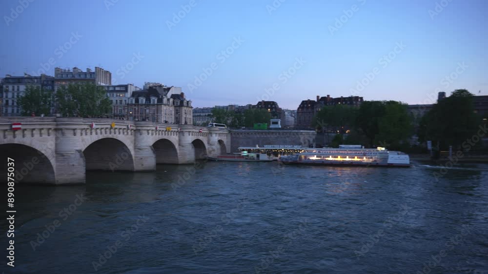Paris, France, evening city near the Seine river Paris, France, evening city near the Seine river
