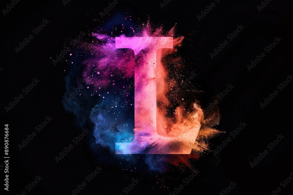 A creative representation of the letter L composed of colorful powders A creative representation of the letter L composed of colorful powders