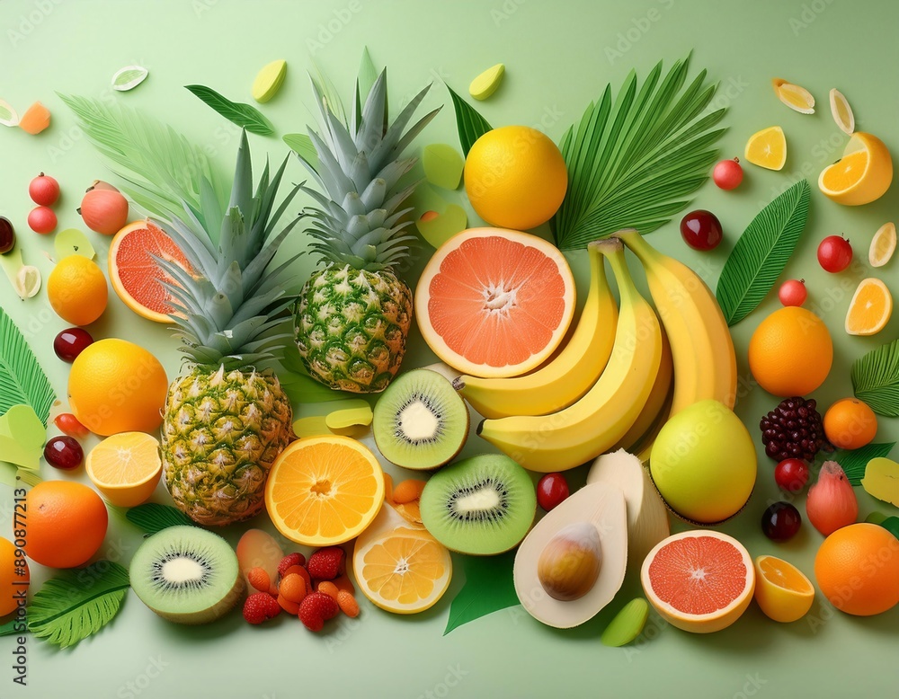 fresh fruits neatly arranged. generative ai fresh fruits neatly arranged. generative ai