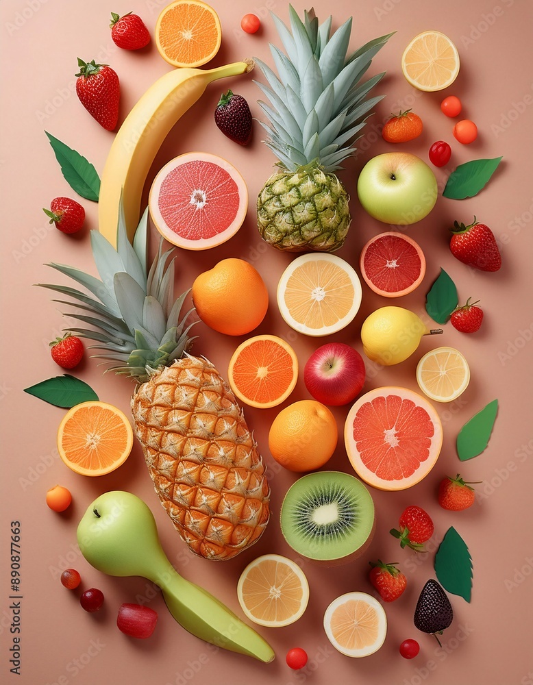fresh fruits neatly arranged. generative ai fresh fruits neatly arranged. generative ai