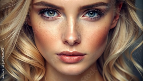 Wallpaper Mural Macro close-up of flawless blonde skin, showcasing intricate details of pores, fine lines, and natural texture, radiating a sense of realism and genuine beauty. Torontodigital.ca