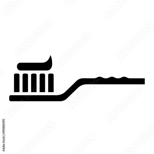 Illustration of Toothbrush with Paste Glyph Icon