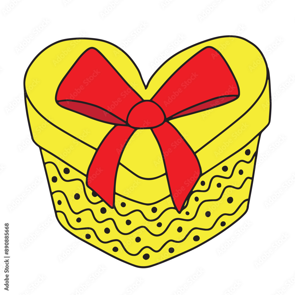 Gift box heart shape vector hand drawn style Gift box heart shape vector hand drawn style