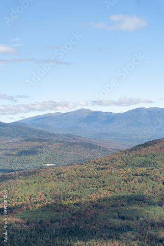 Views overlooking White Mountain National Forest during the beginning of Fall.