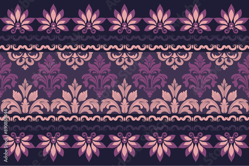 seamless, traditional ethnic, damask pattern, fabric pattern for textiles, rugs, wallpaper, clothing, sarong, batik, wrapping, embroidery, print, background, cover, illustration, vector.